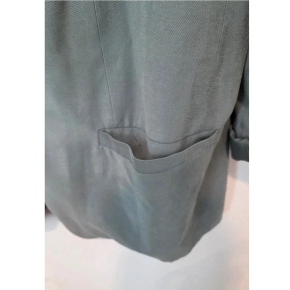 A New Day Women's XL Green Linen Blend Button Front Blazer Jacket Roll Tab Sleev - Picture 5 of 8